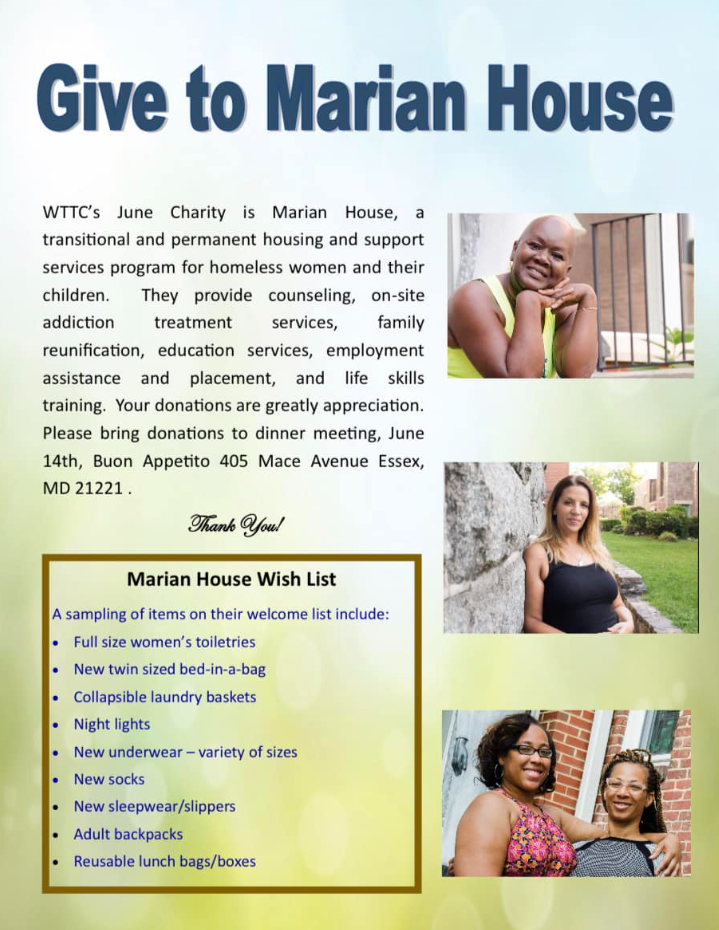 June Charity Flyer - Marian House