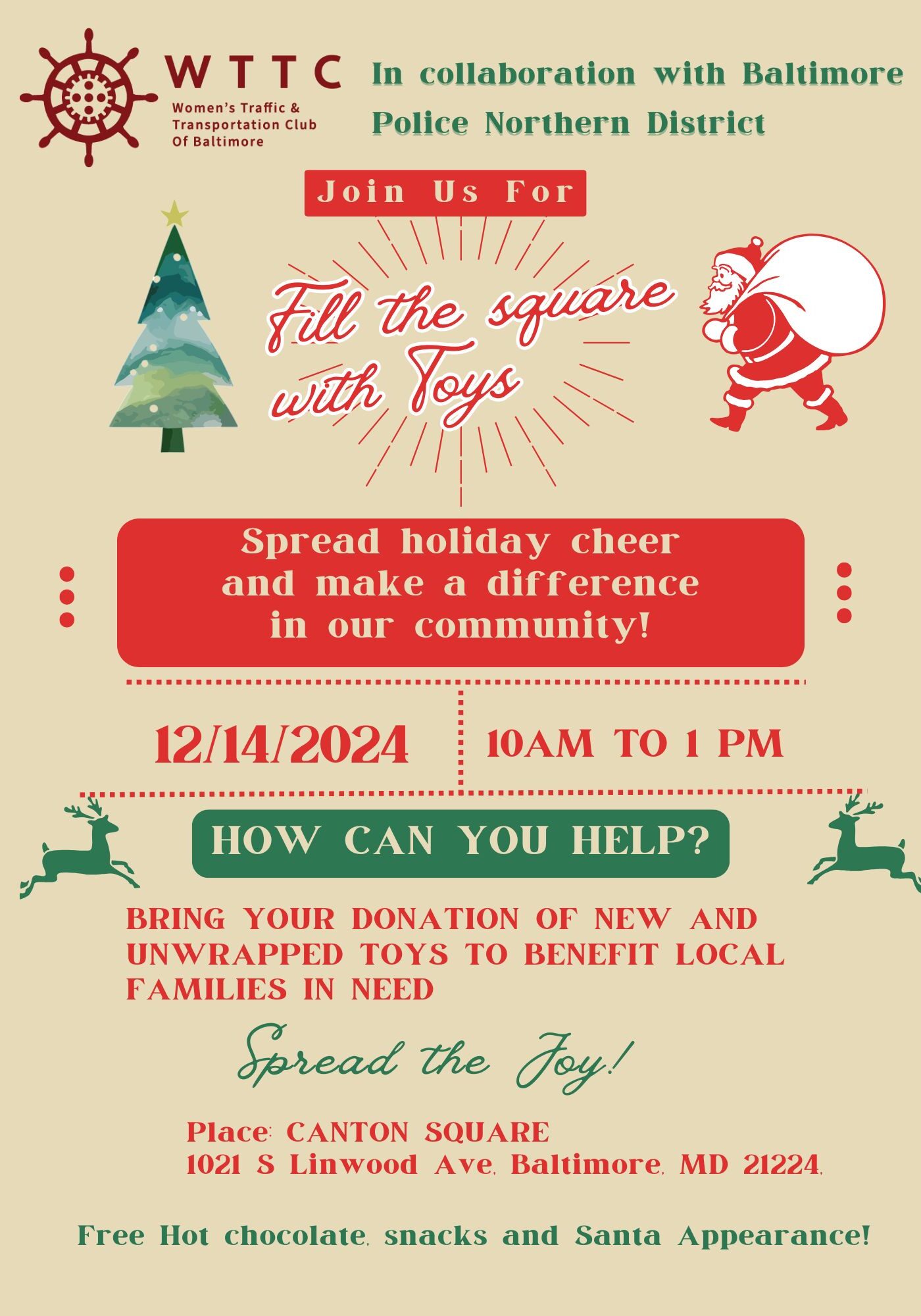 Copy of Beige and Red Vintage Christmas Food Drive Flyer